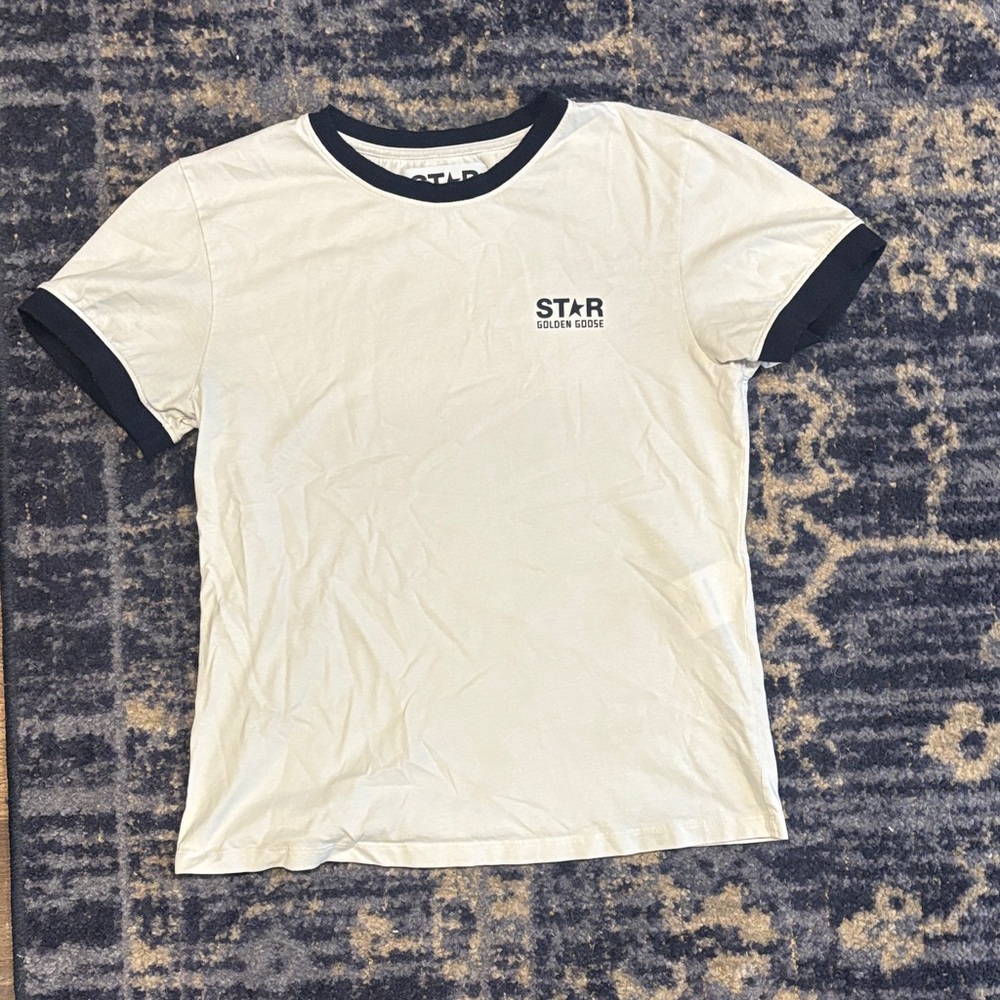 Golden Goose Cream and Black womans T-Shirt